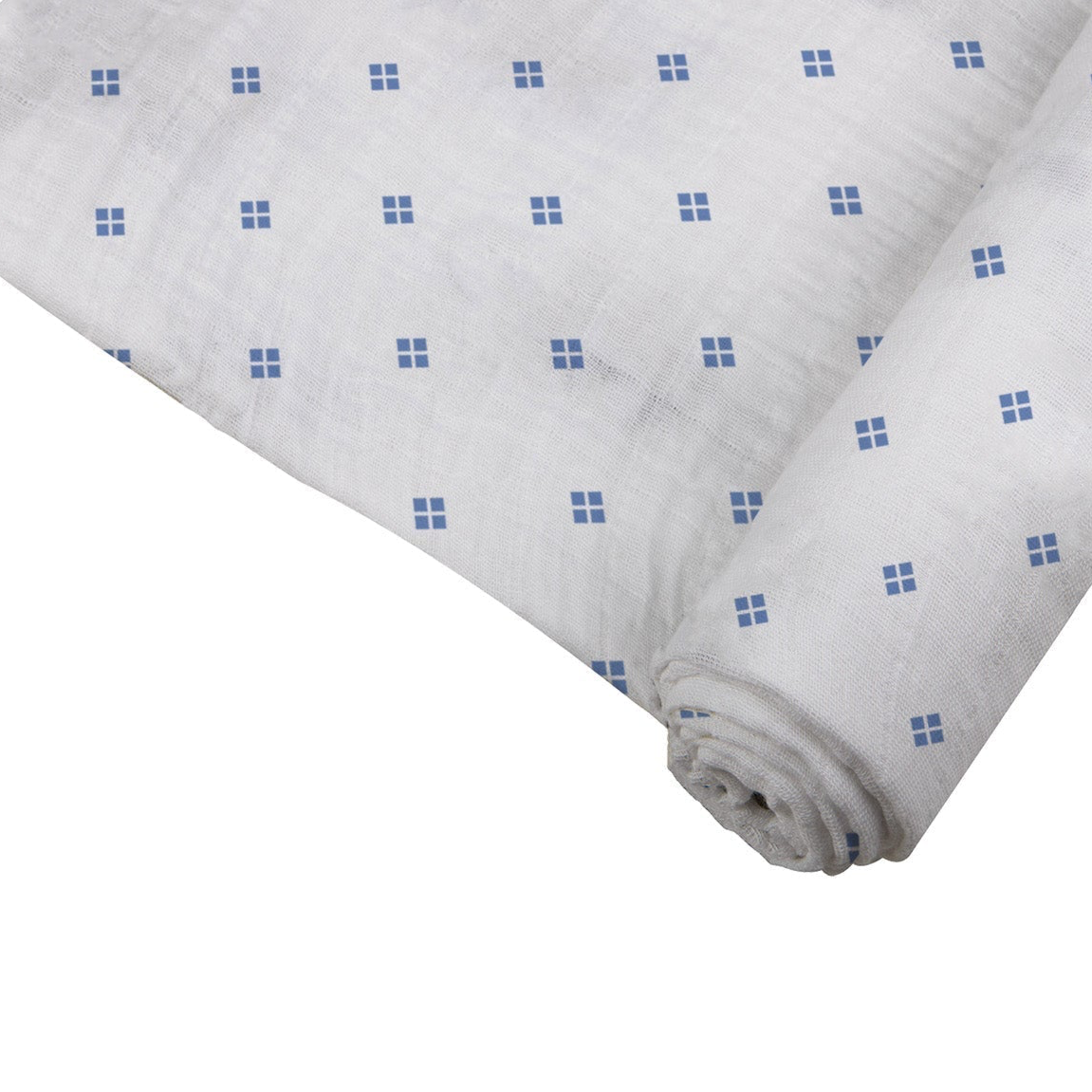 Baby Swaddle | Bamboo Muslin - Periwinkle Diamond Polka Dot - Sumiye Co