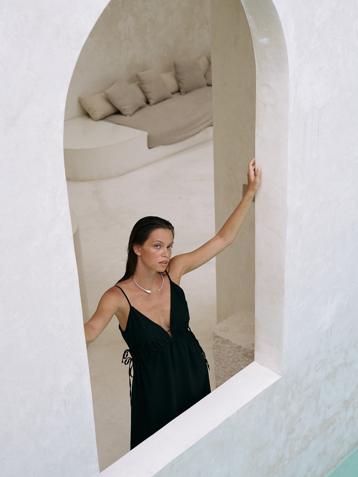 Sofia Ties Maxi Dress - Black - Sumiye Co