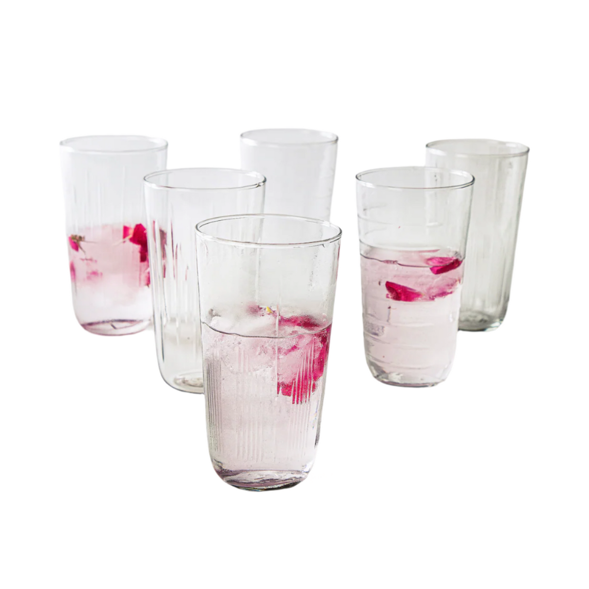 Etched Tall Glasses Set of 6 - Sumiye Co
