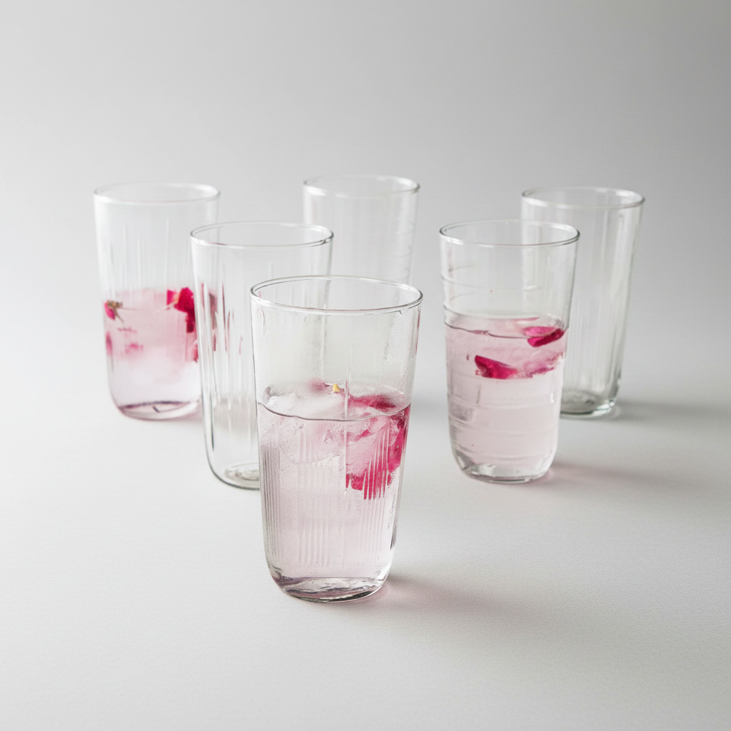 Etched Tall Glasses Set of 6 - Sumiye Co