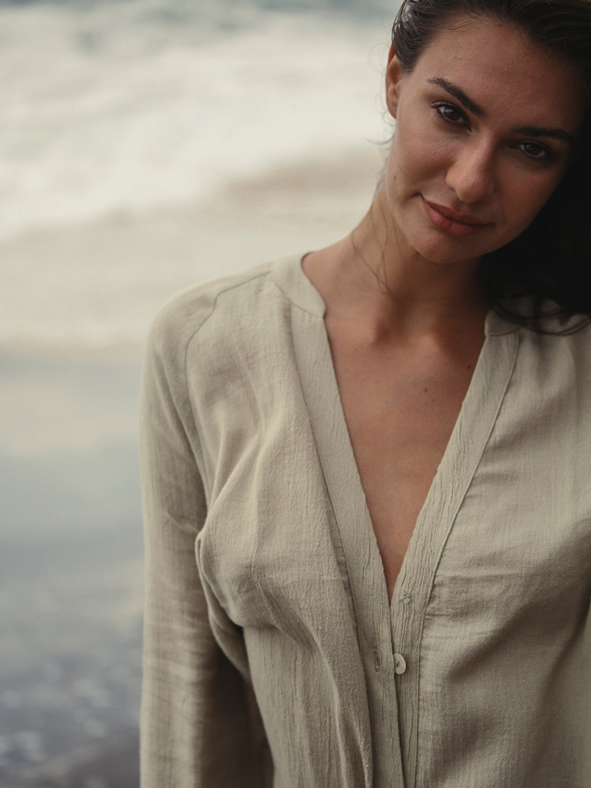 Terra Shirt Dress - Khaki Green - Sumiye Co