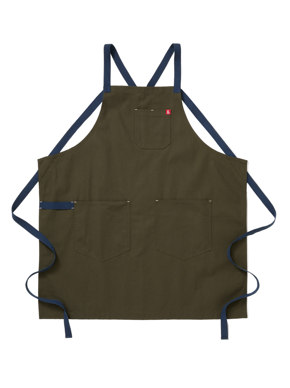 Brown apron with blue straps on a white background