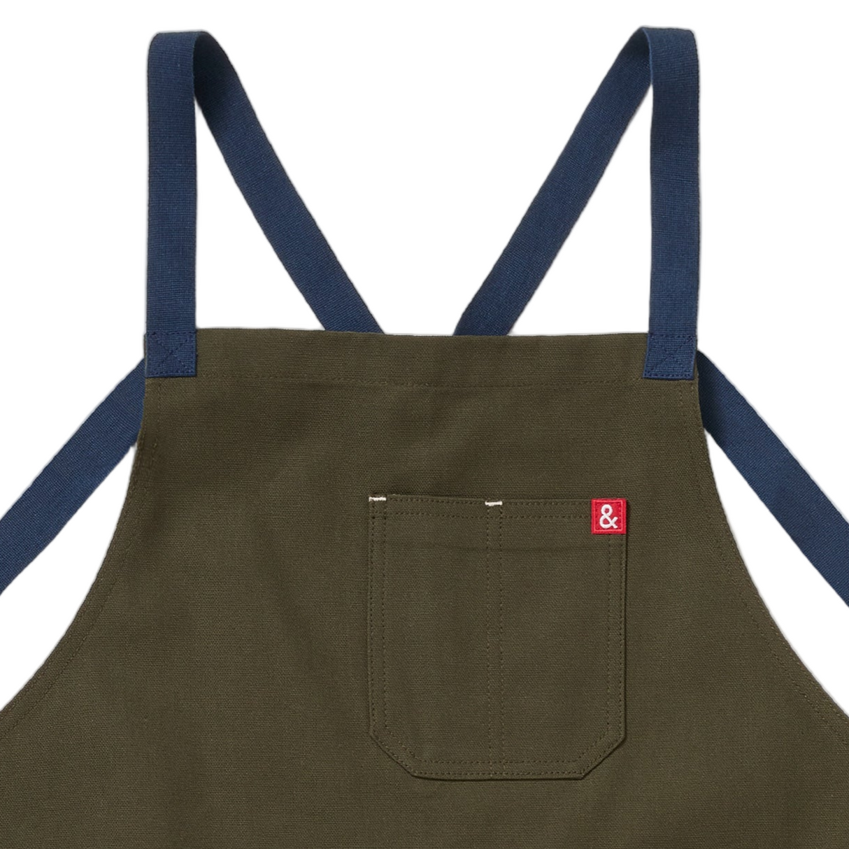 Brown apron with blue straps on a white background