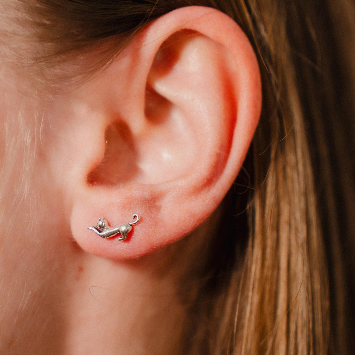 Tiny Cat Earrings, Minimalist Earrings, Gift for Daughter