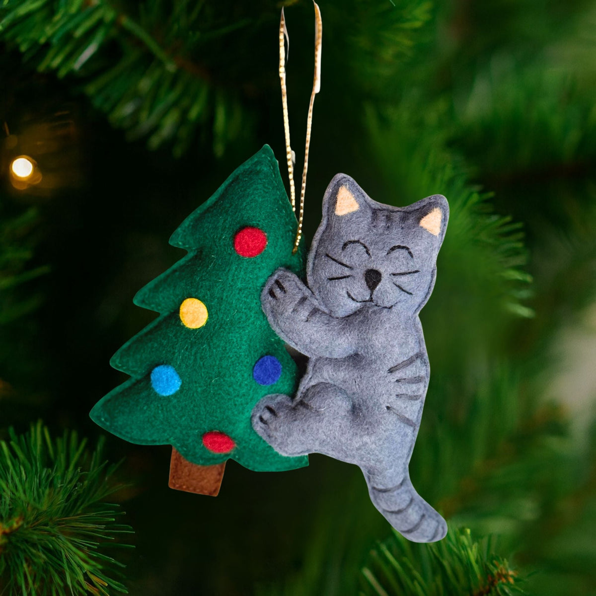 Toppling the Tree Cat Ornament