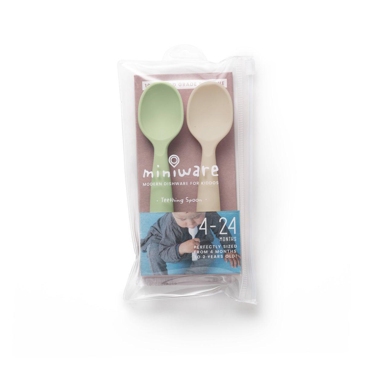 Silicone Training Spoon 2-pack - Pistachio + Oat by Miniware - Sumiye Co