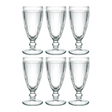 The La Rochere Antillaise Ice Cream Cup Set of 6 includes six empty, clear ribbed glass goblets ideal for serving ice cream sundaes, displayed in two rows on a white background.