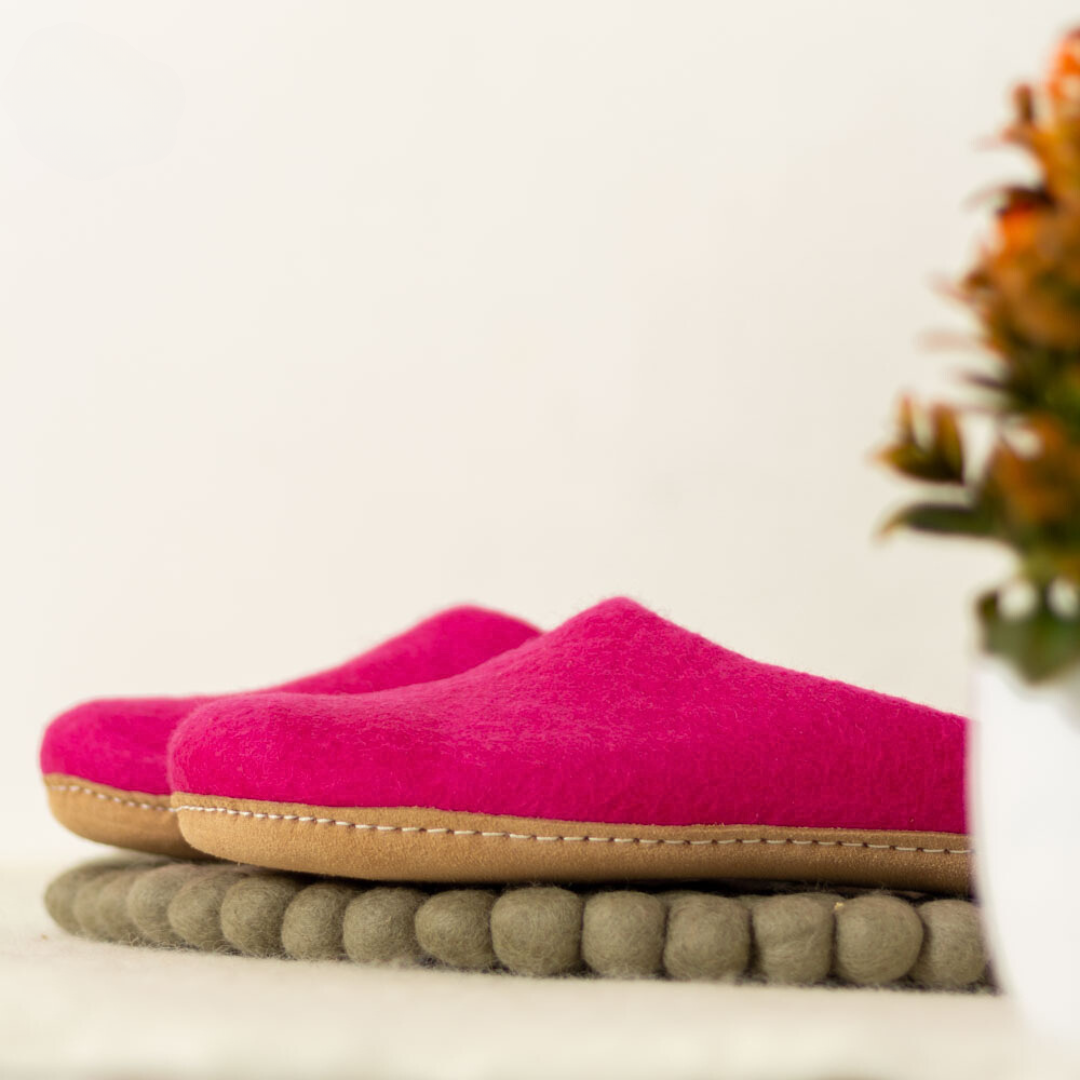 Hot Pink | Luxury Organic Merino Wool Slippers - Sumiye Co