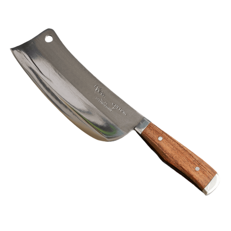 Knife with wooden handle on a white background