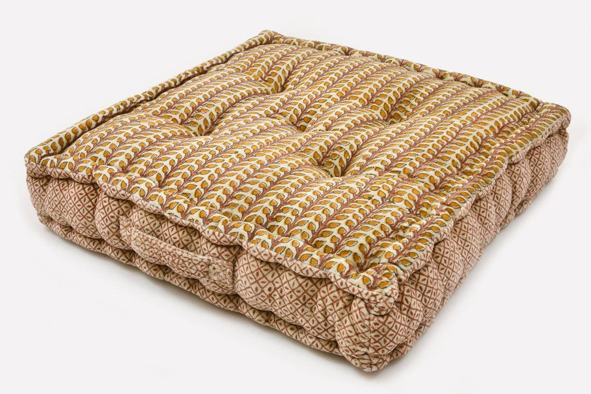 Block Print Meditation Cushion - Square - Sumiye Co