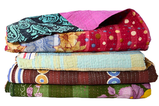 Vintage Kantha Blanket Throw 50'' x 60'' | Assorted Colors