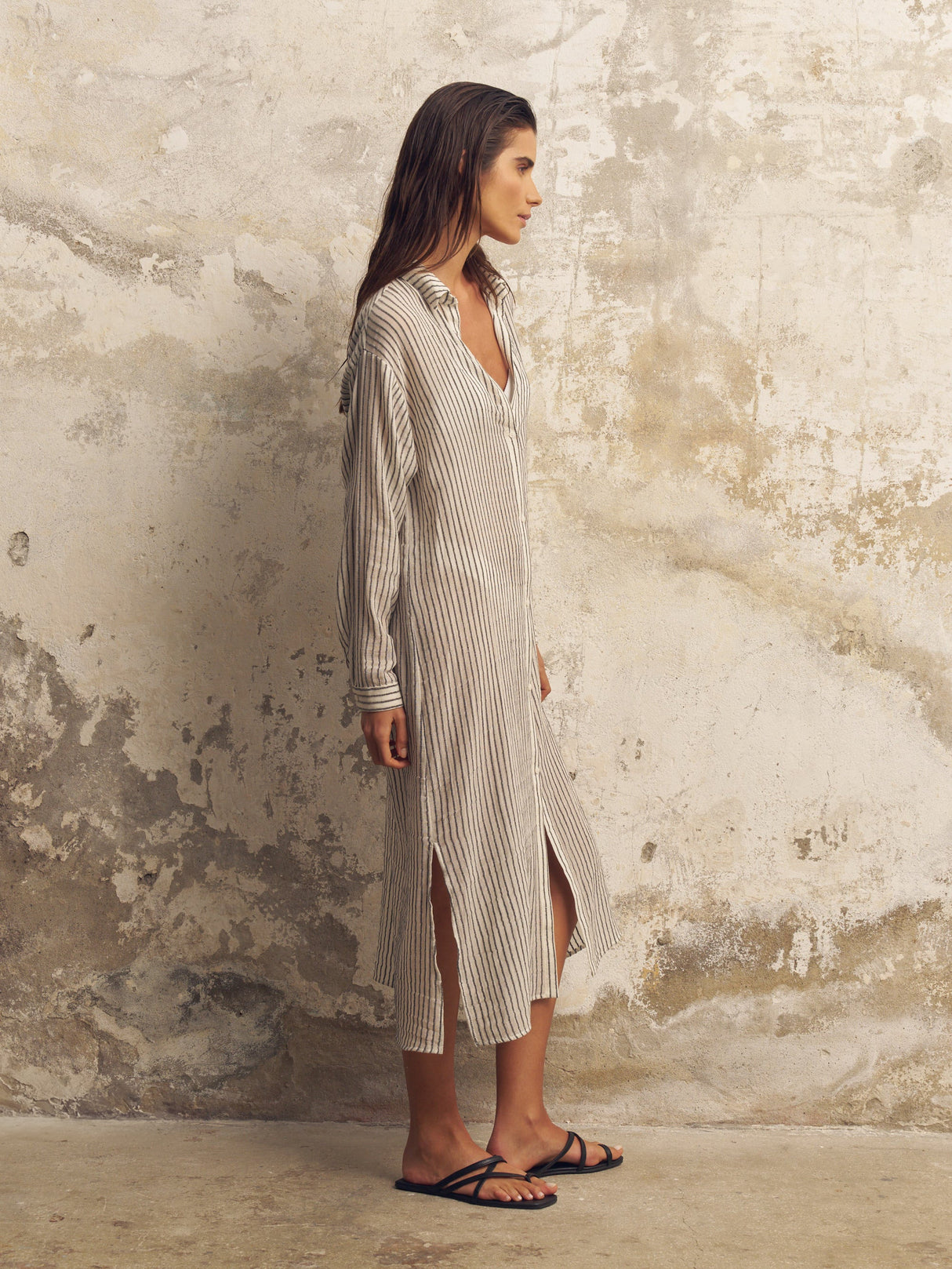 Voyage Shirt Dress - Black Stripes - Sumiye Co