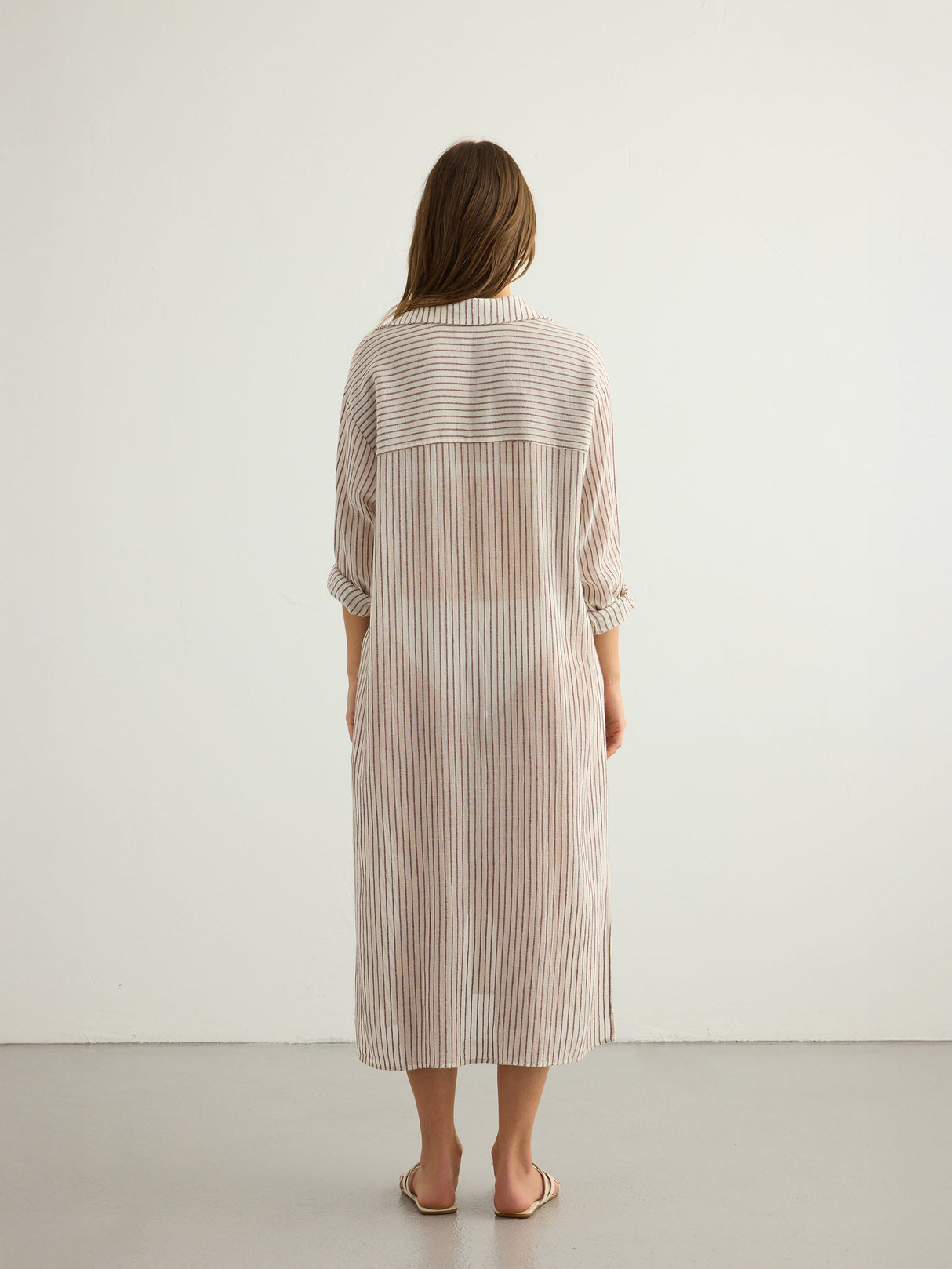 Voyage Shirt Dress - Burgundy Stripes - Sumiye Co