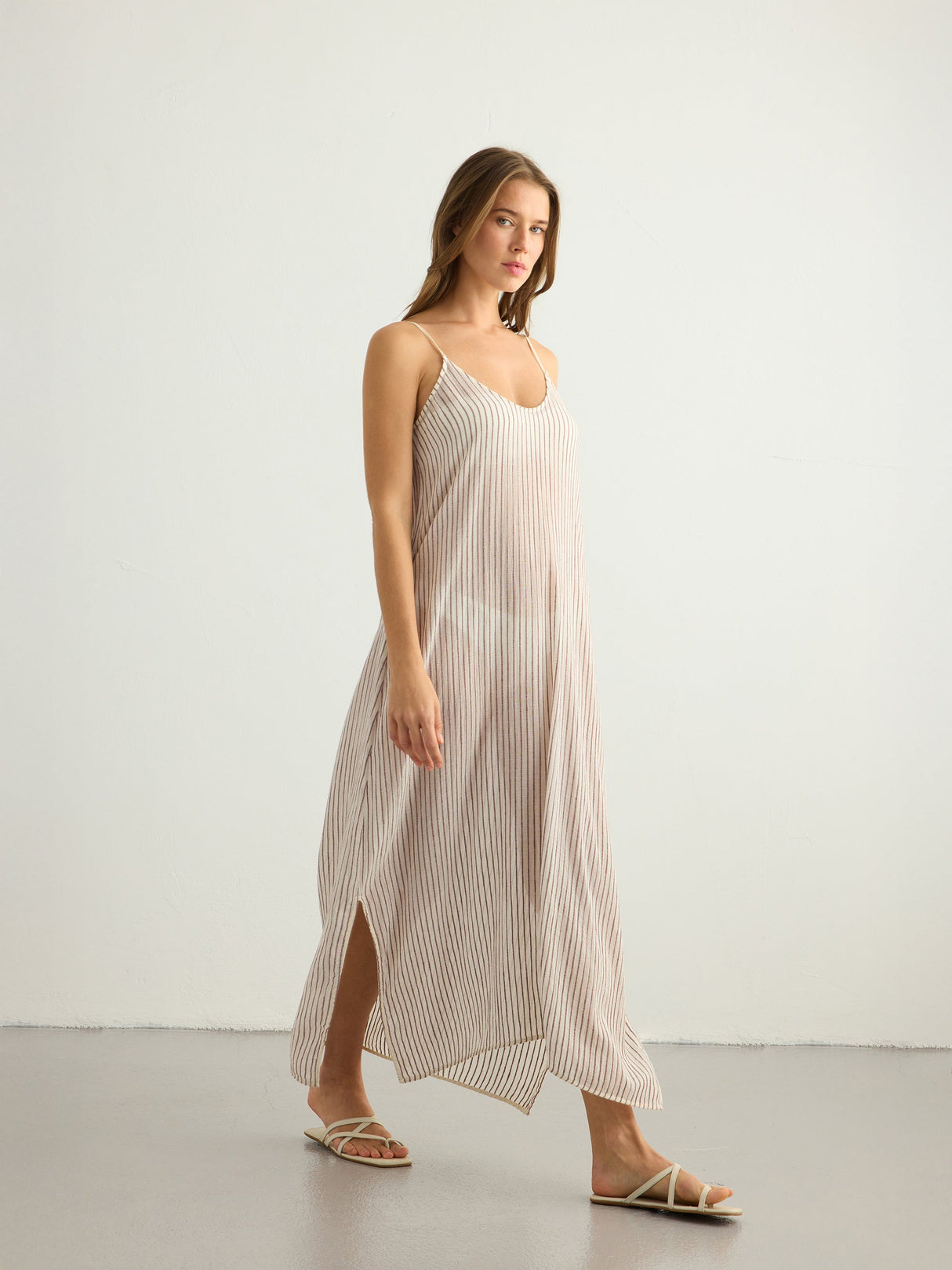 Yaz Dress - Burgundy Stripes - Sumiye Co