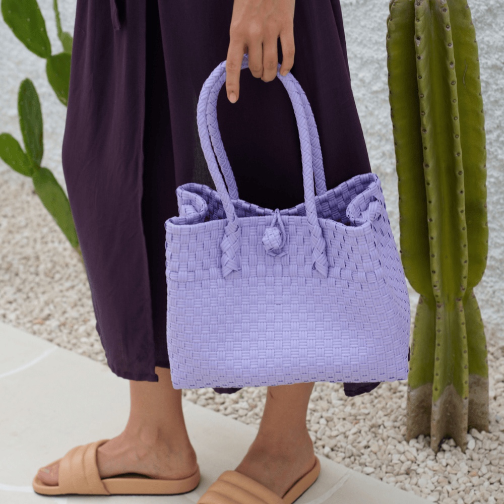 Zoe Woven Tote Small - Lavender | Recycled Material - Sumiye Co