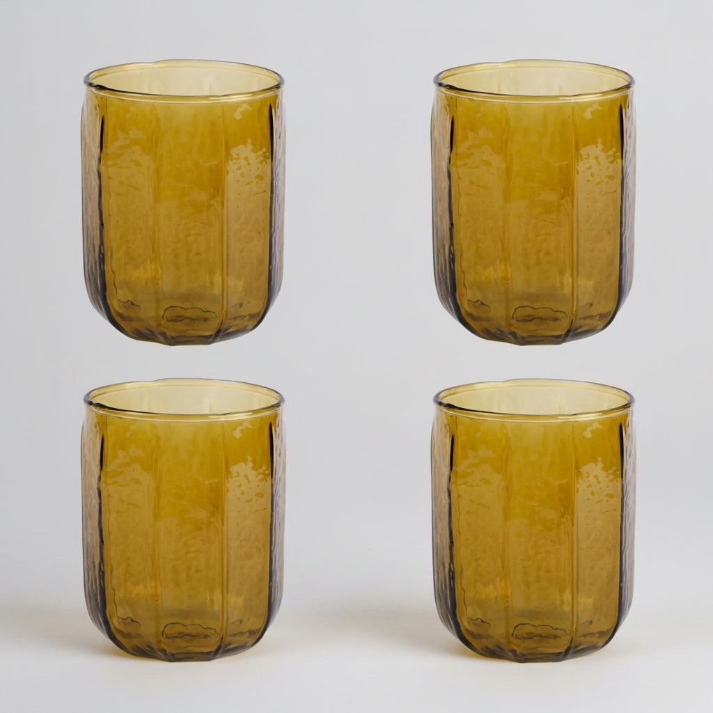 Hammered Water Glass , Brown - 4 X 3 Inches ( Set of 4 ) - Sumiye Co