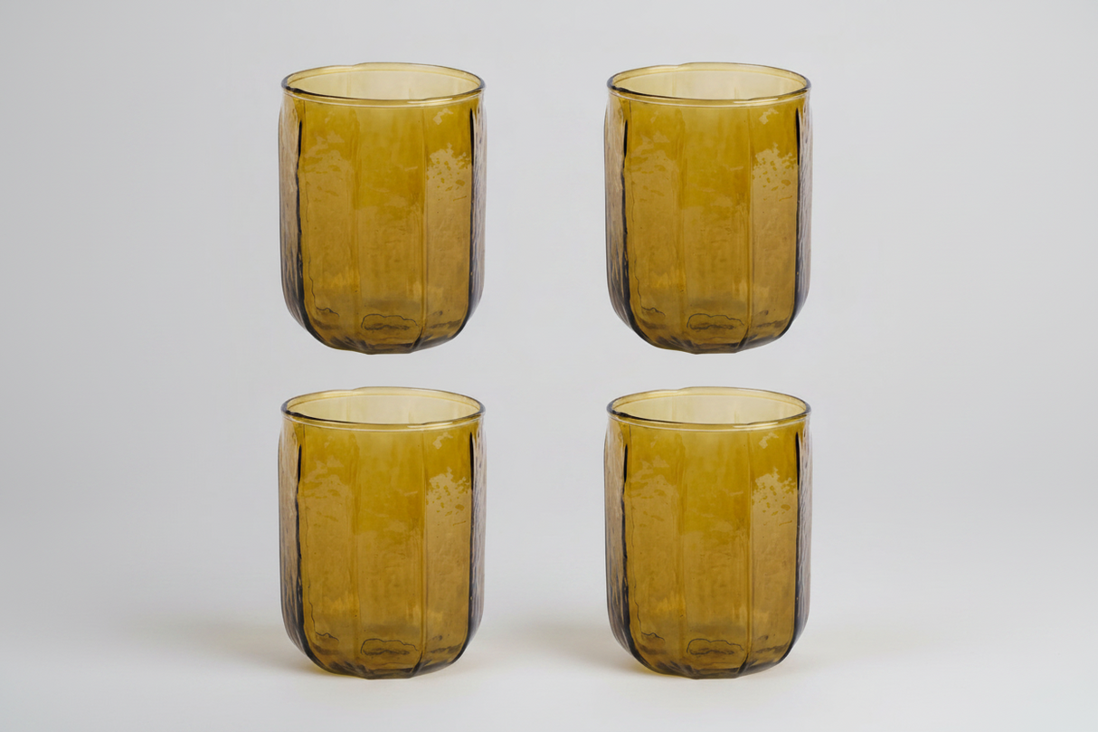 Hammered Water Glass , Brown - Set of 4 - Sumiye Co