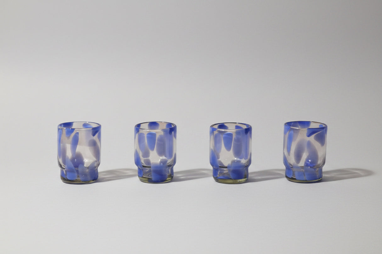 Marta Stackable Glass Blue & Clear - Set of 4 | Artisan Made - Sumiye Co