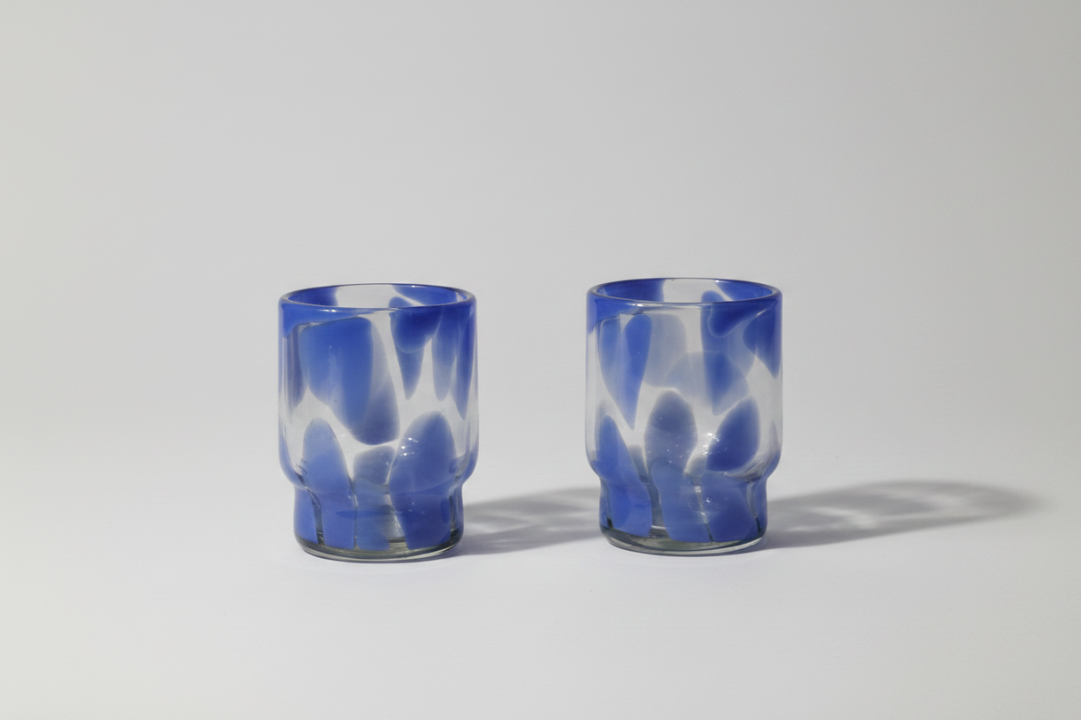 Marta Stackable Glass Blue & Clear - Set of 4 | Artisan Made - Sumiye Co