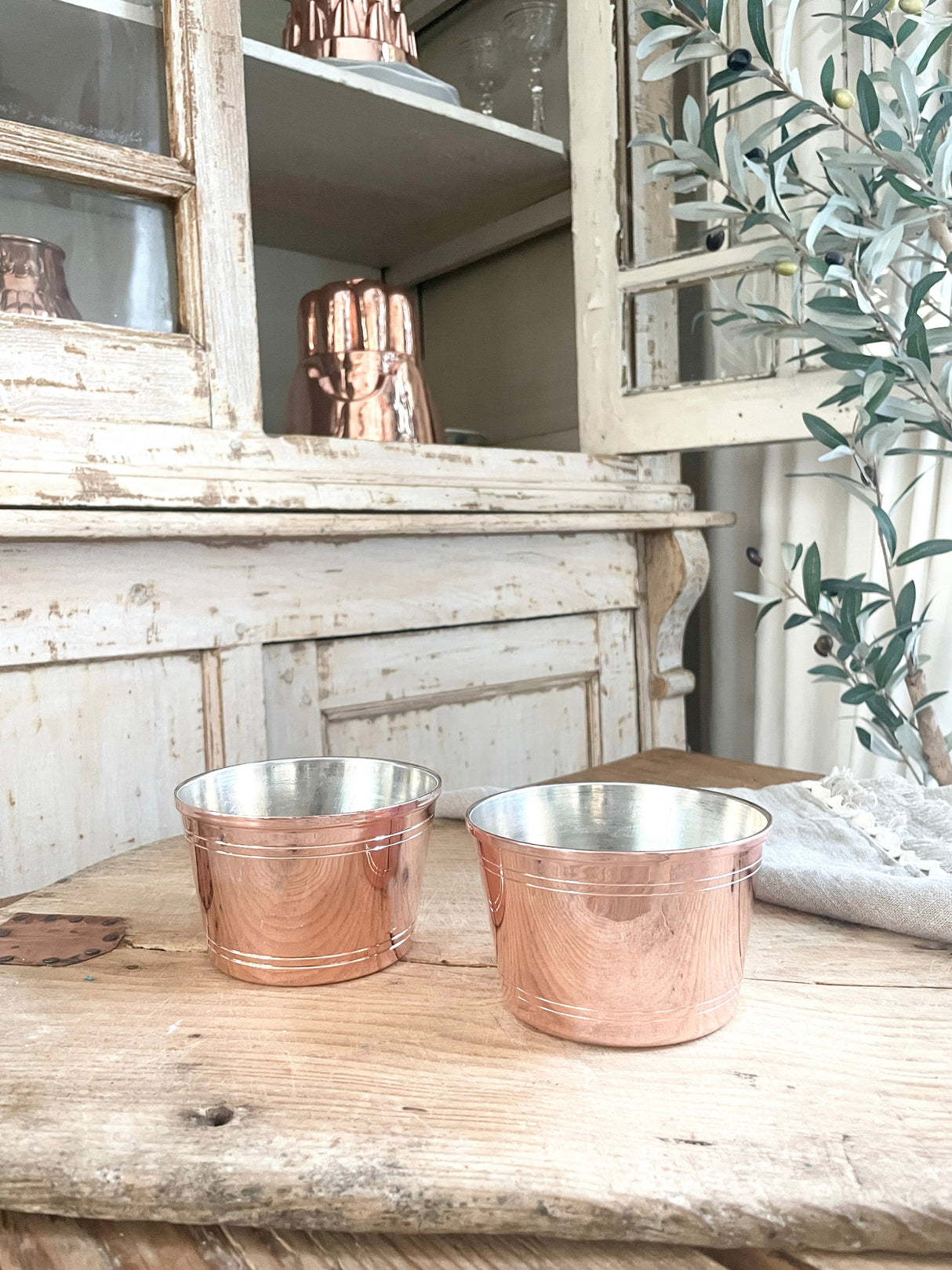 Copper Art Deco Bowls Set/2 | Vintage French Inspired - Sumiye Co