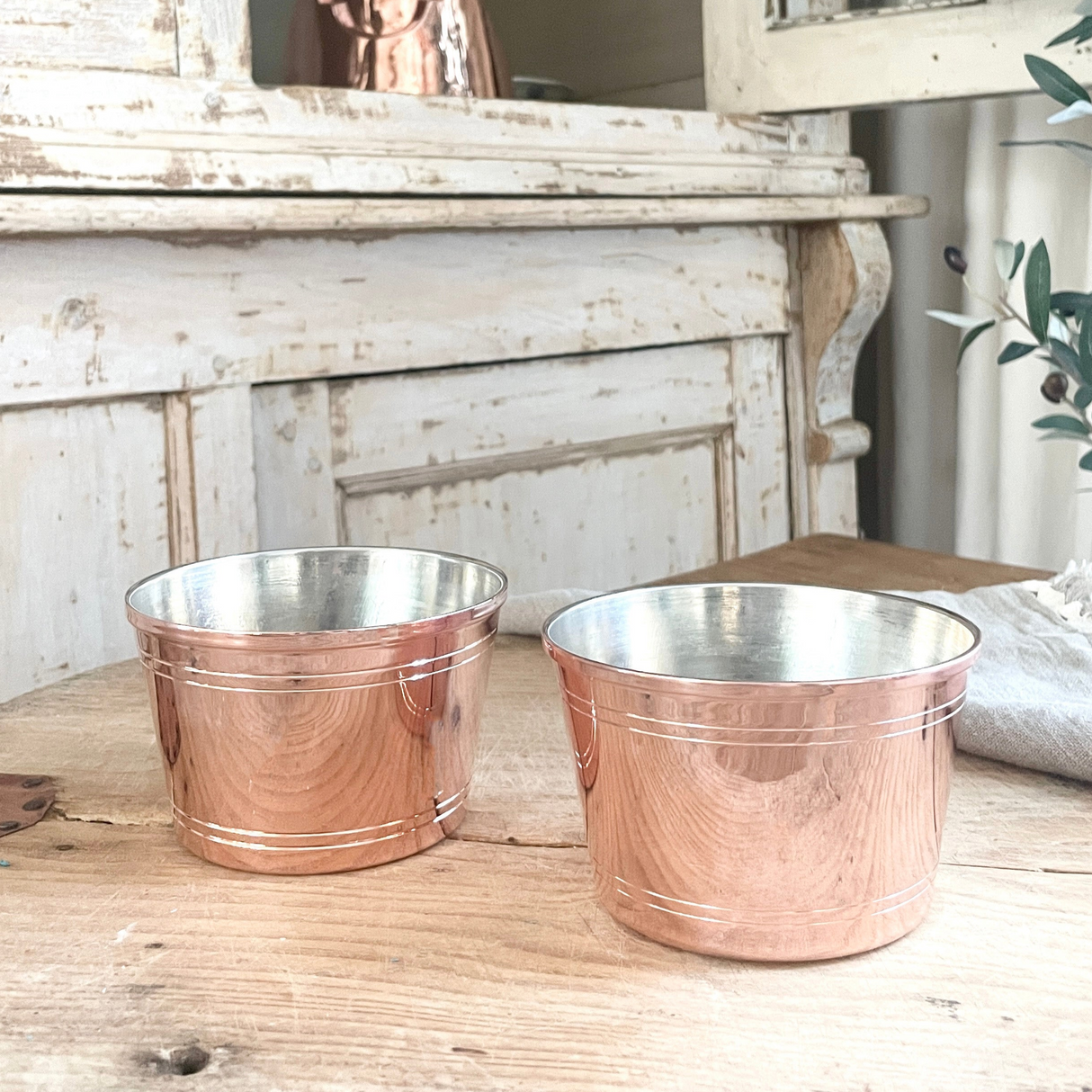 Copper Art Deco Bowls Set/2 | Vintage French Inspired - Sumiye Co