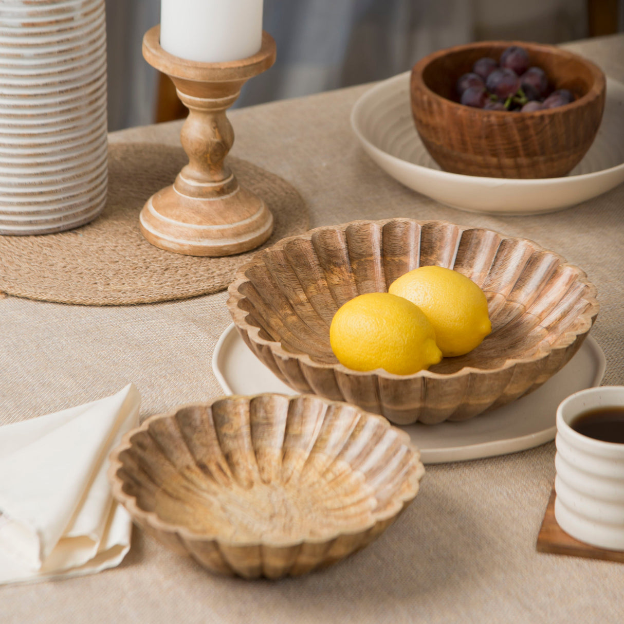 Scallop Serenity Bowls - Natural - Sumiye Co