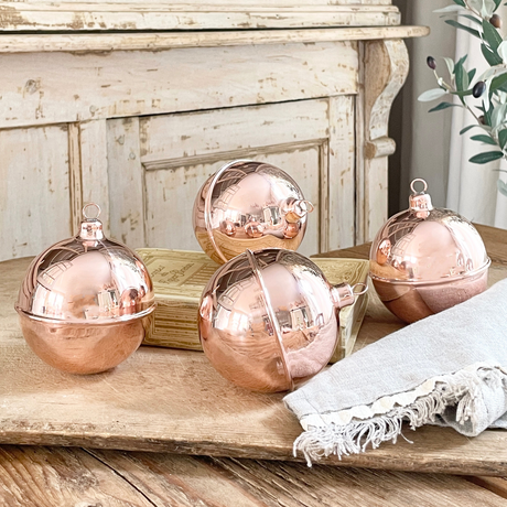 Copper Ball Ornaments (Set of 4 ) | Vintage Inspired - Sumiye Co
