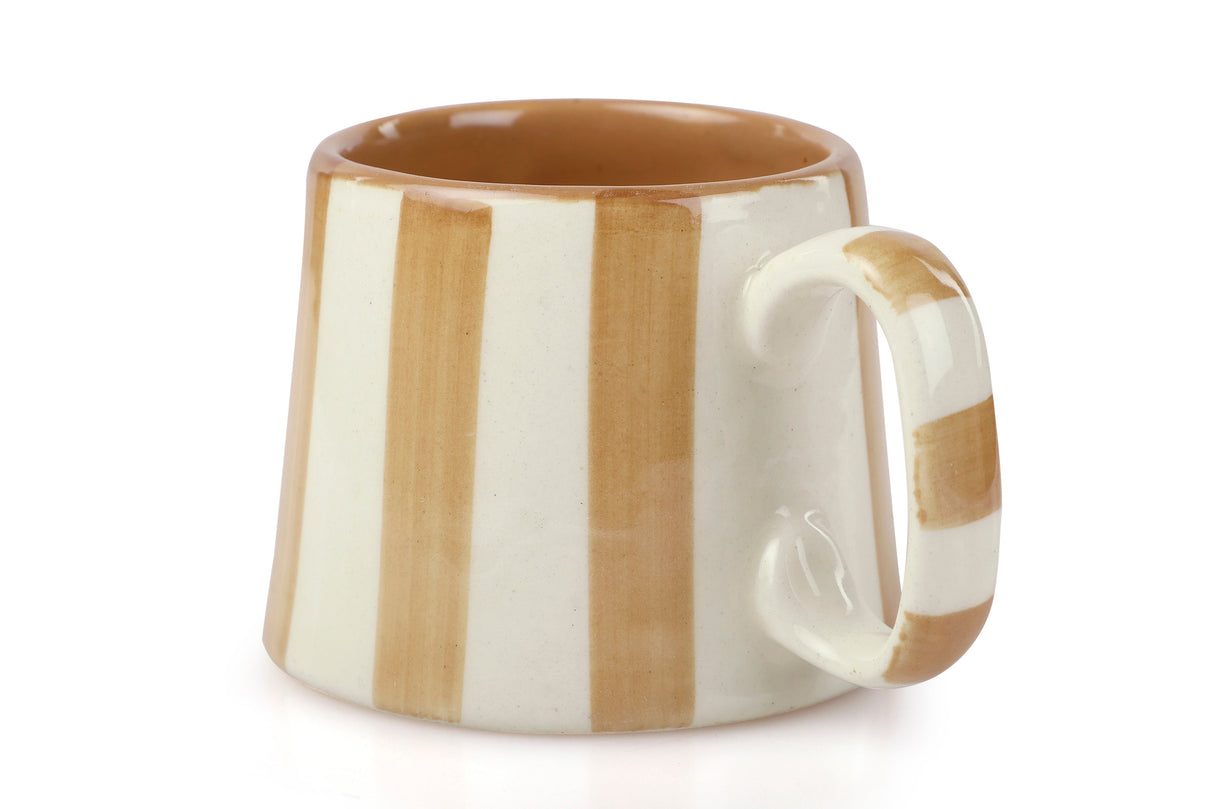Ceramic Brown Stripe Coffee cup - 3.5 x 2.5 Inches ( Set of 4 )