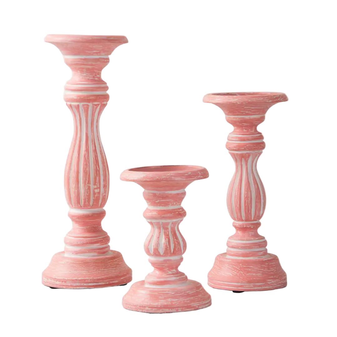 Rosé Reverie Pillar Candleholders- Set of 3 - Sumiye Co