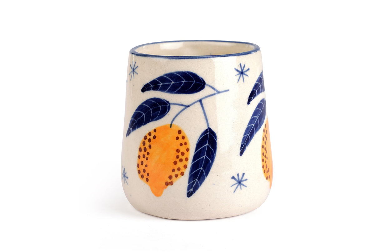 Lemon Coffee Mug- Yellow , 3.5 X 3 Inches ( Set of 2 )