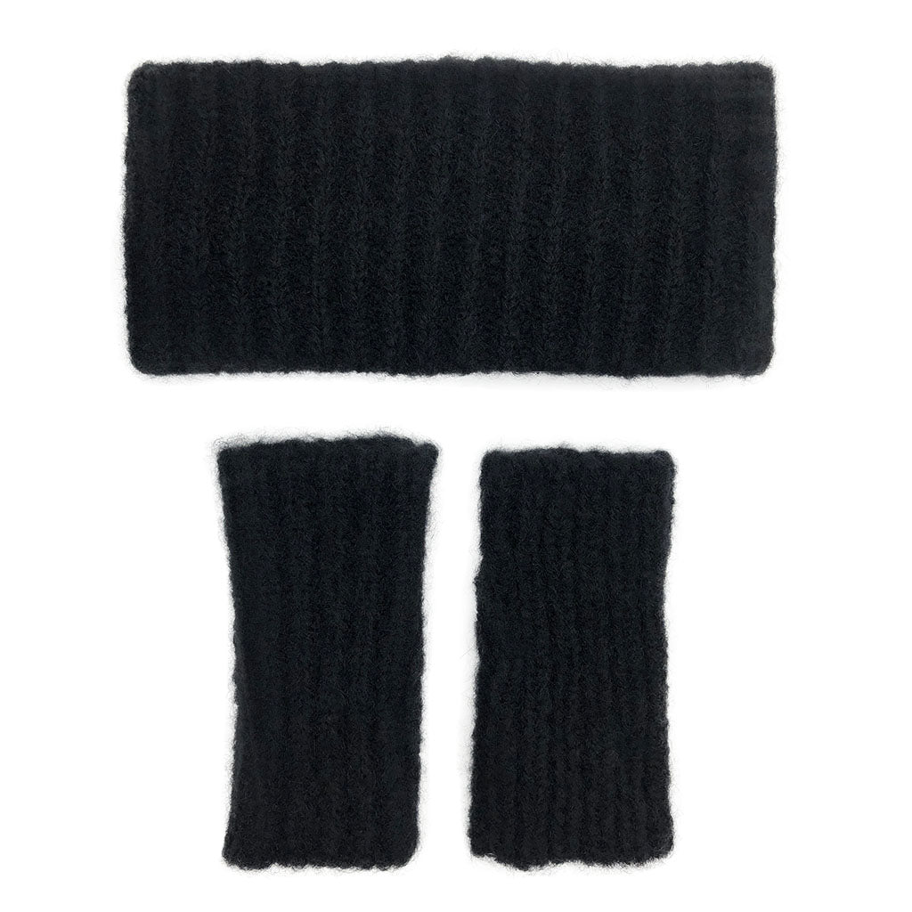 Black Ribbed Alpaca Gloves by SLATE + SALT - Sumiye Co