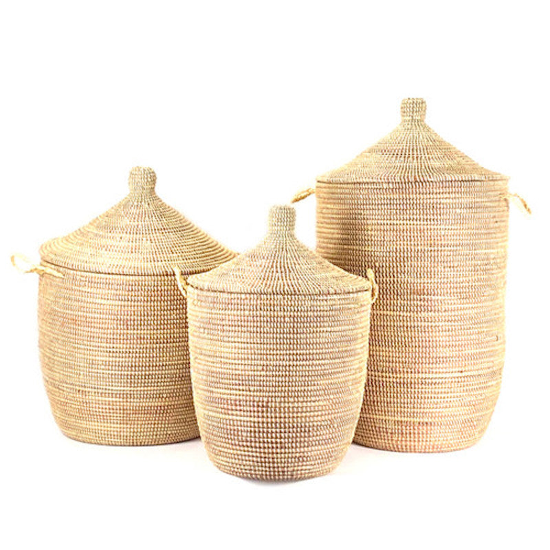 Dou Lid Storage Basket Monochrome Natural - Medium - Sumiye Co