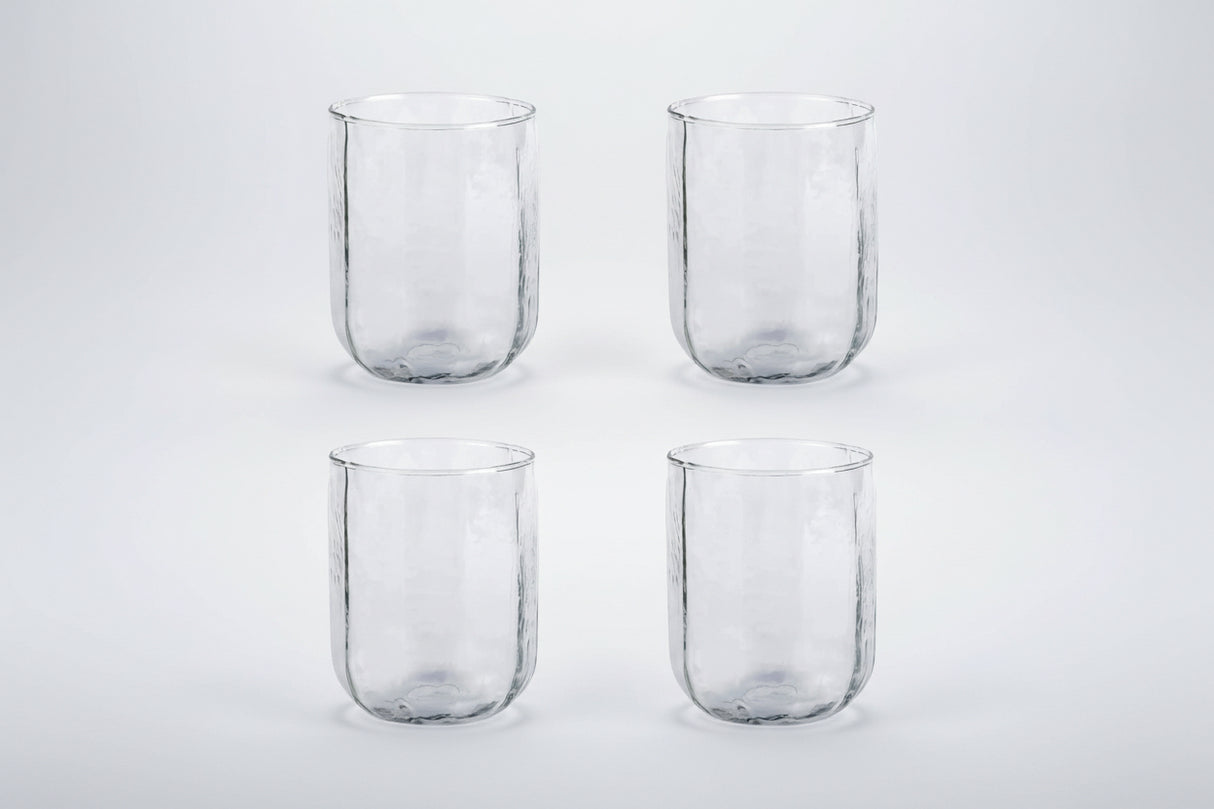 Hammered Water Glass , Natural - 4 X 3 Inches ( Set of 4 ) - Sumiye Co