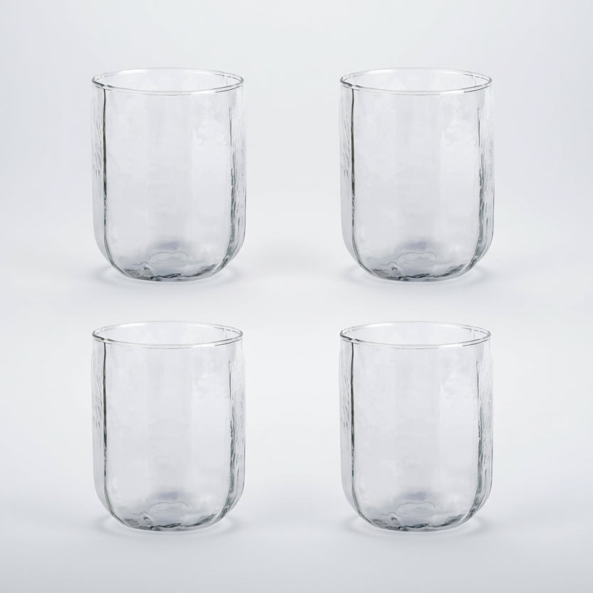 Hammered Water Glass , Natural - Set of 4 - Sumiye Co