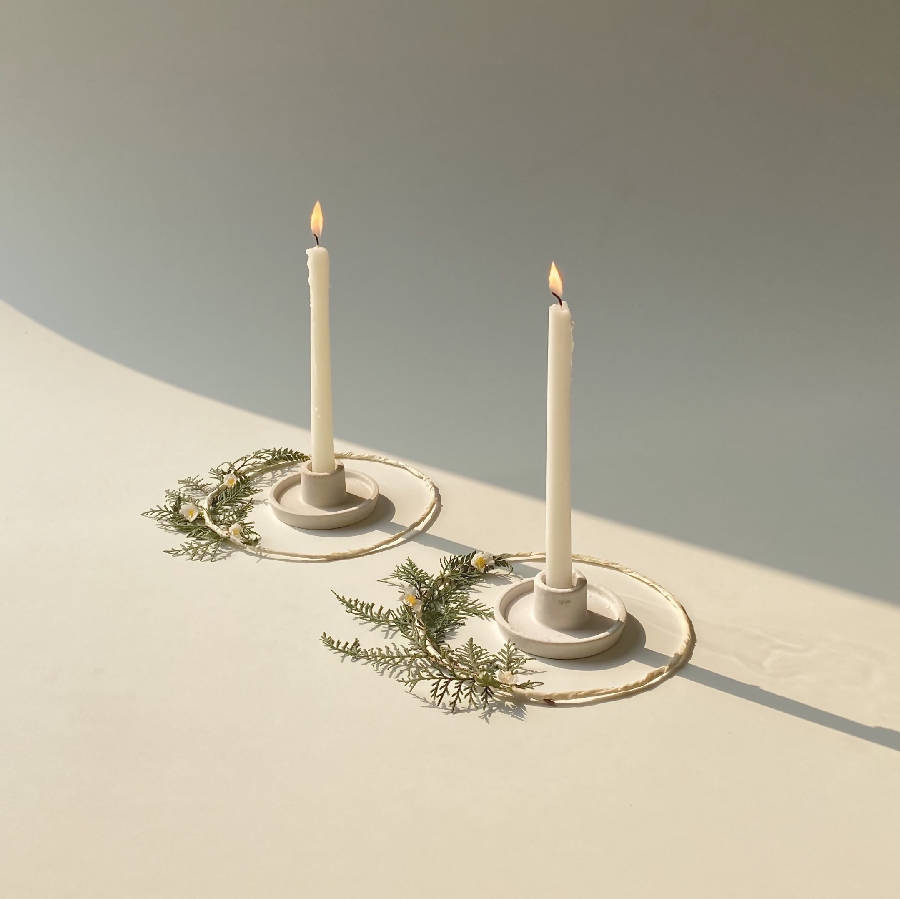 Whirl Ceramic Candle Holder - Set of 2 - Sumiye Co