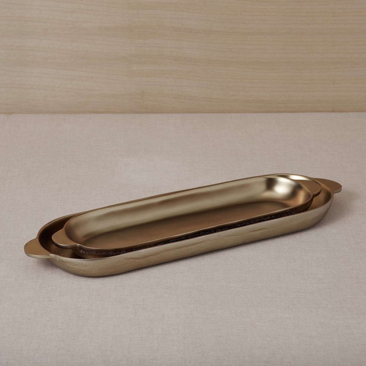 Antique Brass Long Trays Set of 2 - Sumiye Co