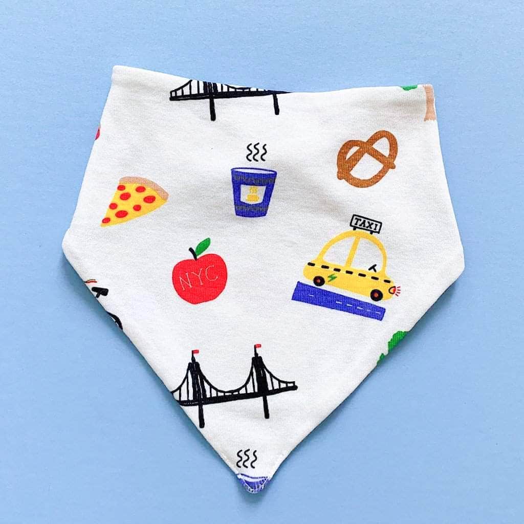 Organic Baby Bib Kerchief Reversible - Big City All Over Print by Estella - Sumiye Co
