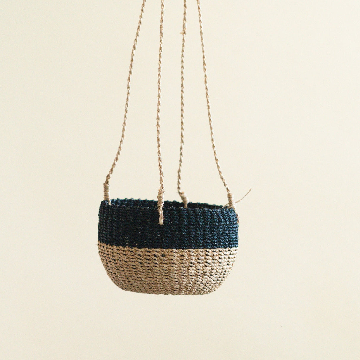 Baskets - Natural + Black Colorblock Hanging Planter - Hanging Basket | LIKHÂ - LIKHÂ