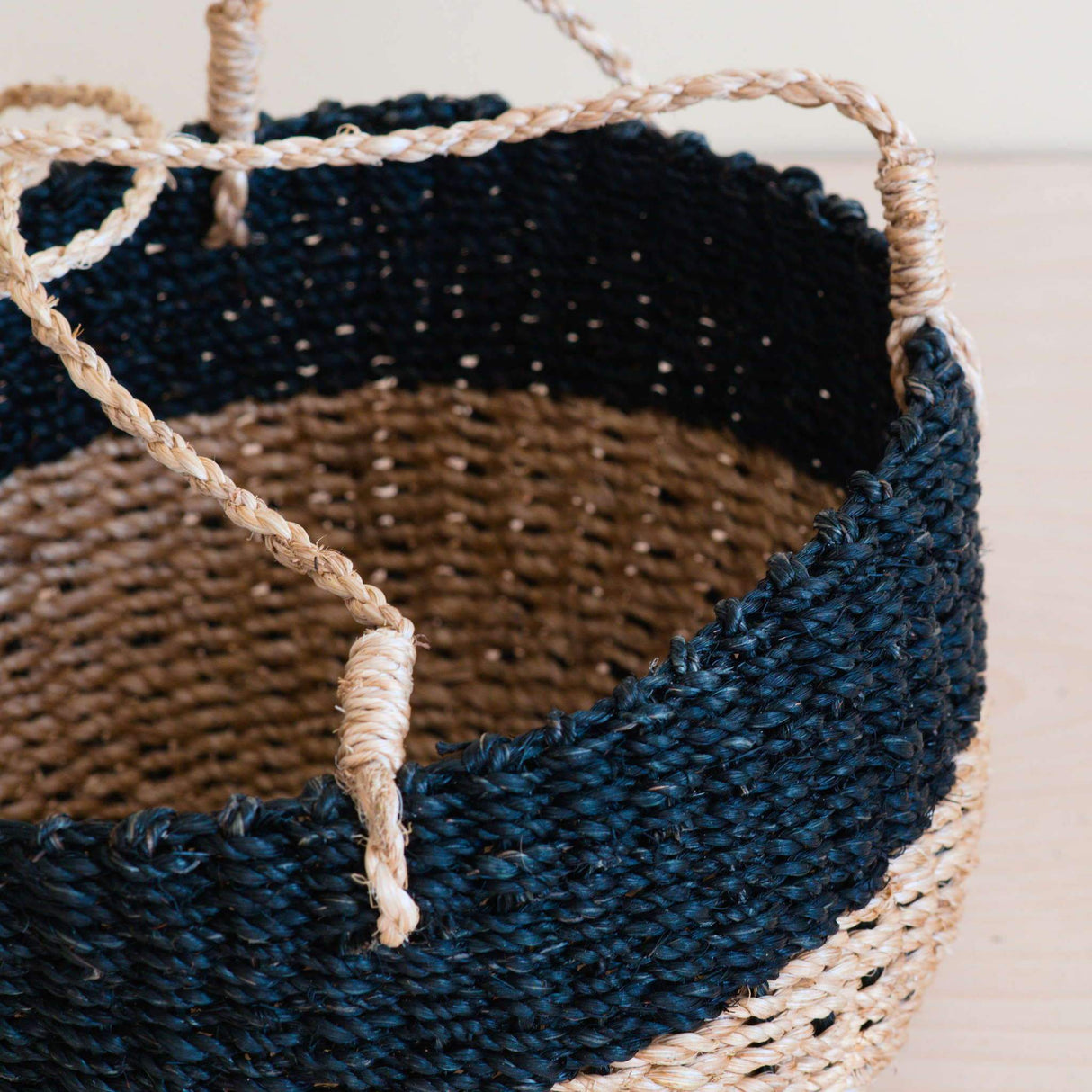 Baskets - Natural + Black Colorblock Hanging Planter - Hanging Basket | LIKHÂ - LIKHÂ