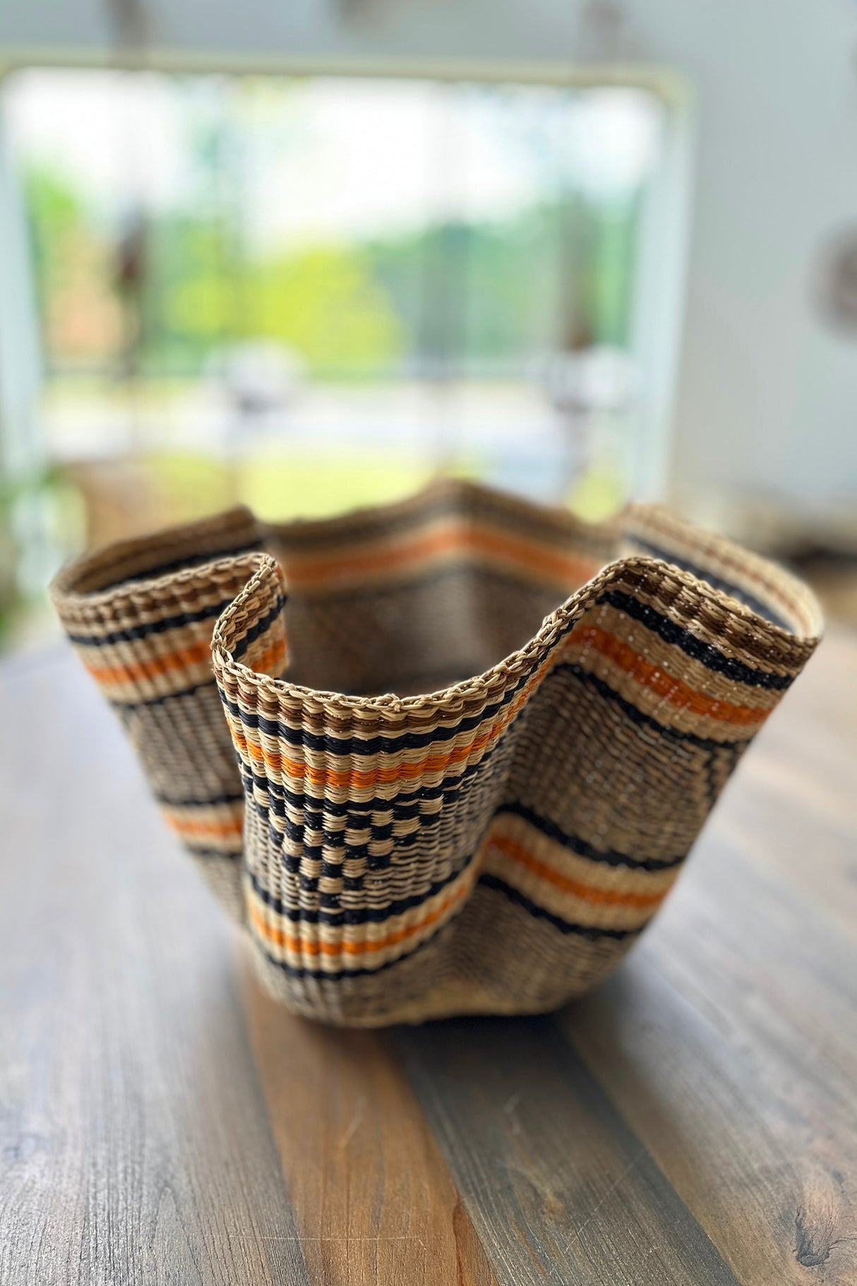 Handwoven Wave Basket - Earth Colors - Sumiye Co