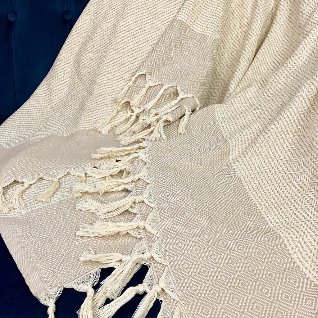 Diamond Stripe Turkish Throw by SLATE + SALT - Sumiye Co