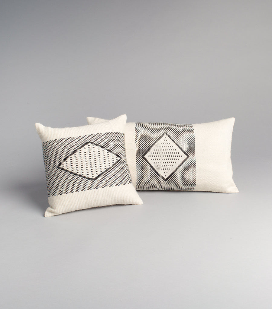 Diamante Square Textile Small Pillow in Ivory - Sumiye Co