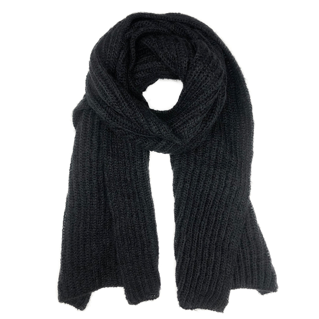 Chunky Black Knit Alpaca Scarf by SLATE + SALT - Sumiye Co