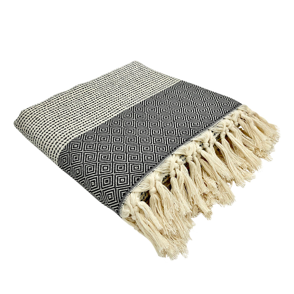 Diamond Stripe Turkish Throw by SLATE + SALT - Sumiye Co