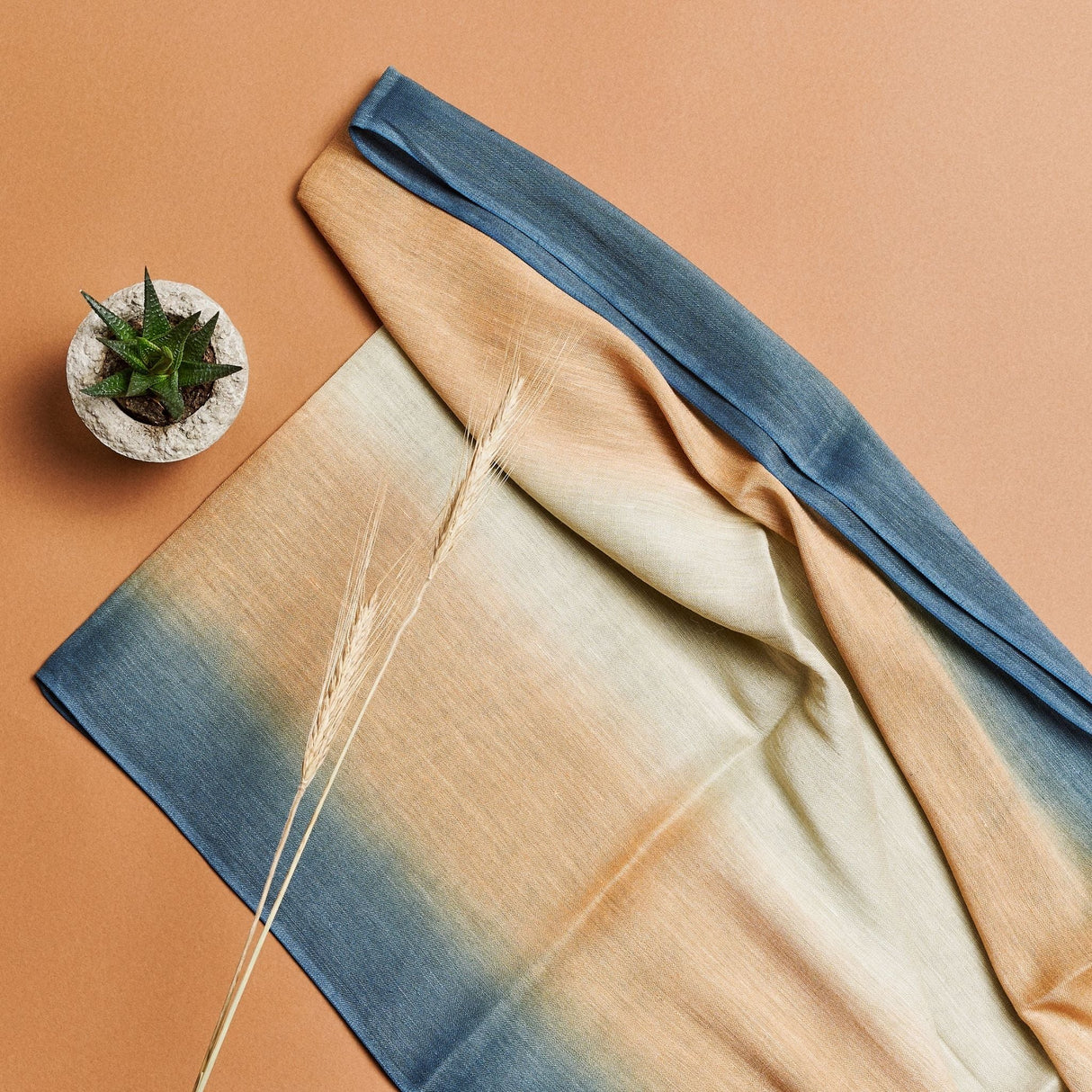 Oceana Beige Soft Linen Silk Handloom Scarf - Sumiye Co