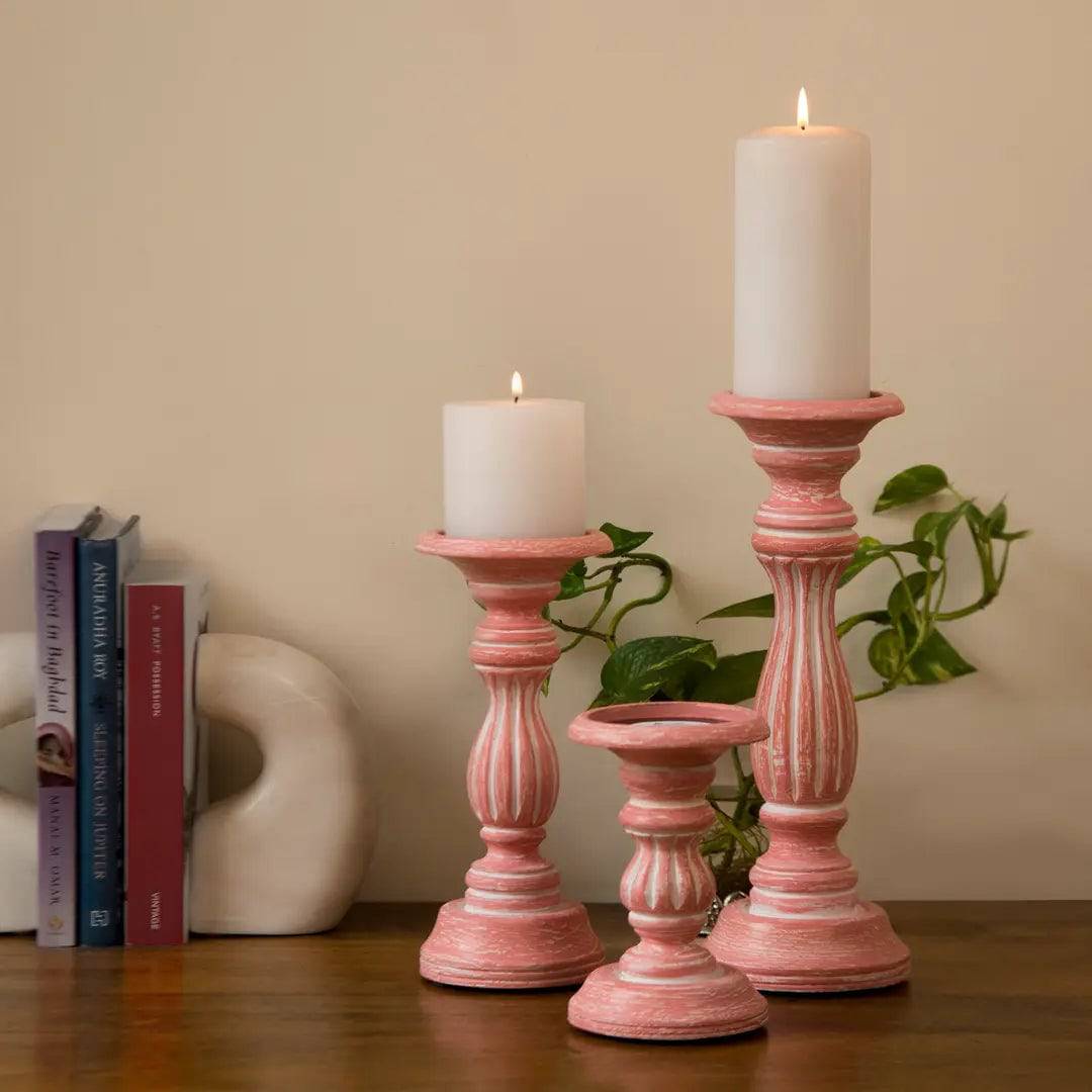 Rosé Reverie Pillar Candleholder Set - Sumiye Co