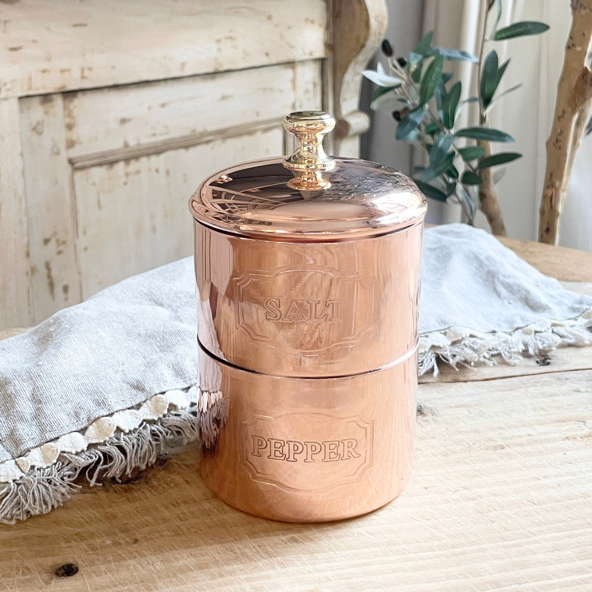 Copper Salt & Pepper Cellar | Vintage French Inspired - Sumiye Co