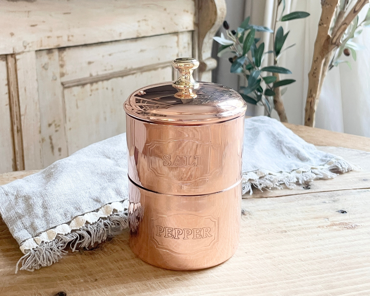 Copper Salt & Pepper Cellar | Vintage French Inspired - Sumiye Co