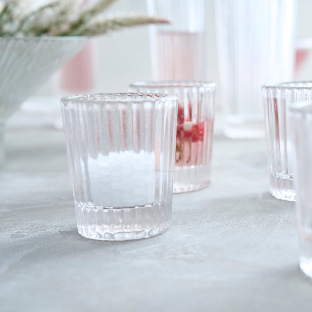 Ribbed Clear Shot Glasses - Set of 6 - Sumiye Co