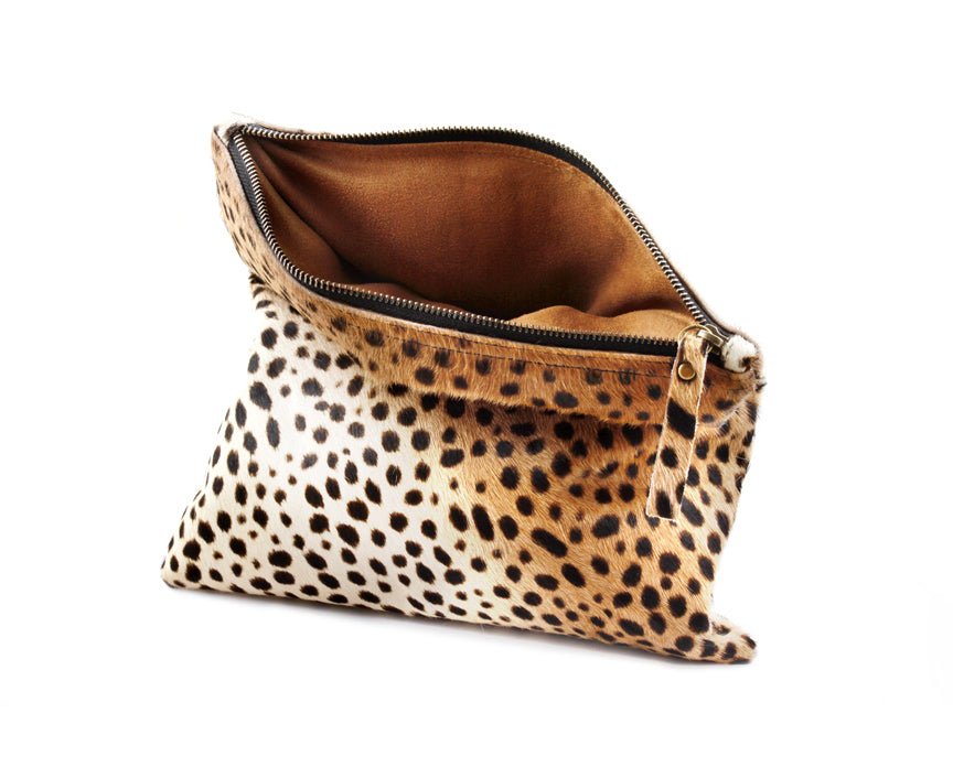 Leopard Print Clutch | Ethically Sourced Hides - Sumiye Co